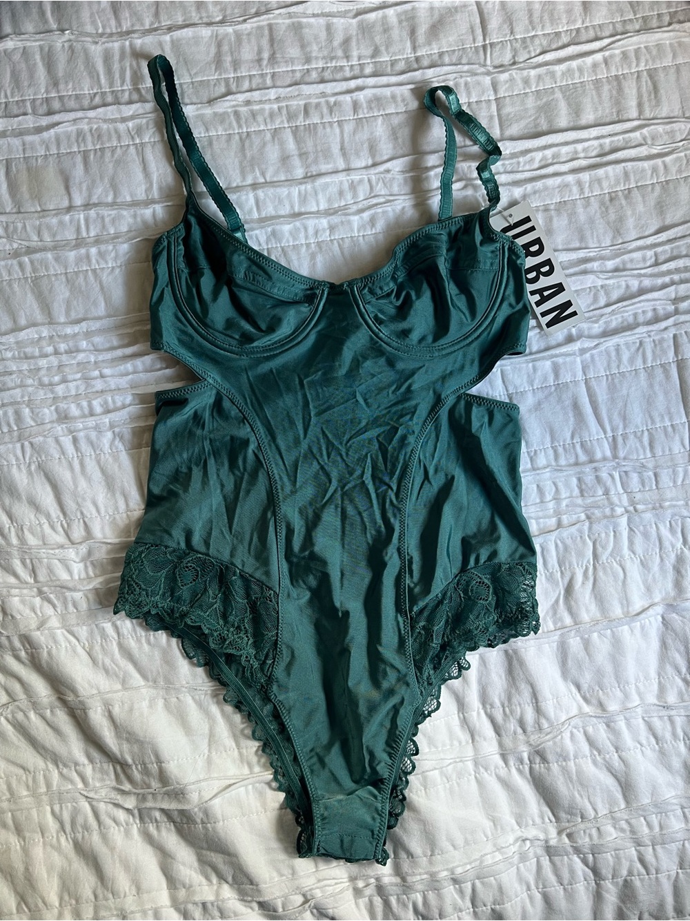 Urban Outfitters Deep Teal Lace-Trim Bodysuit